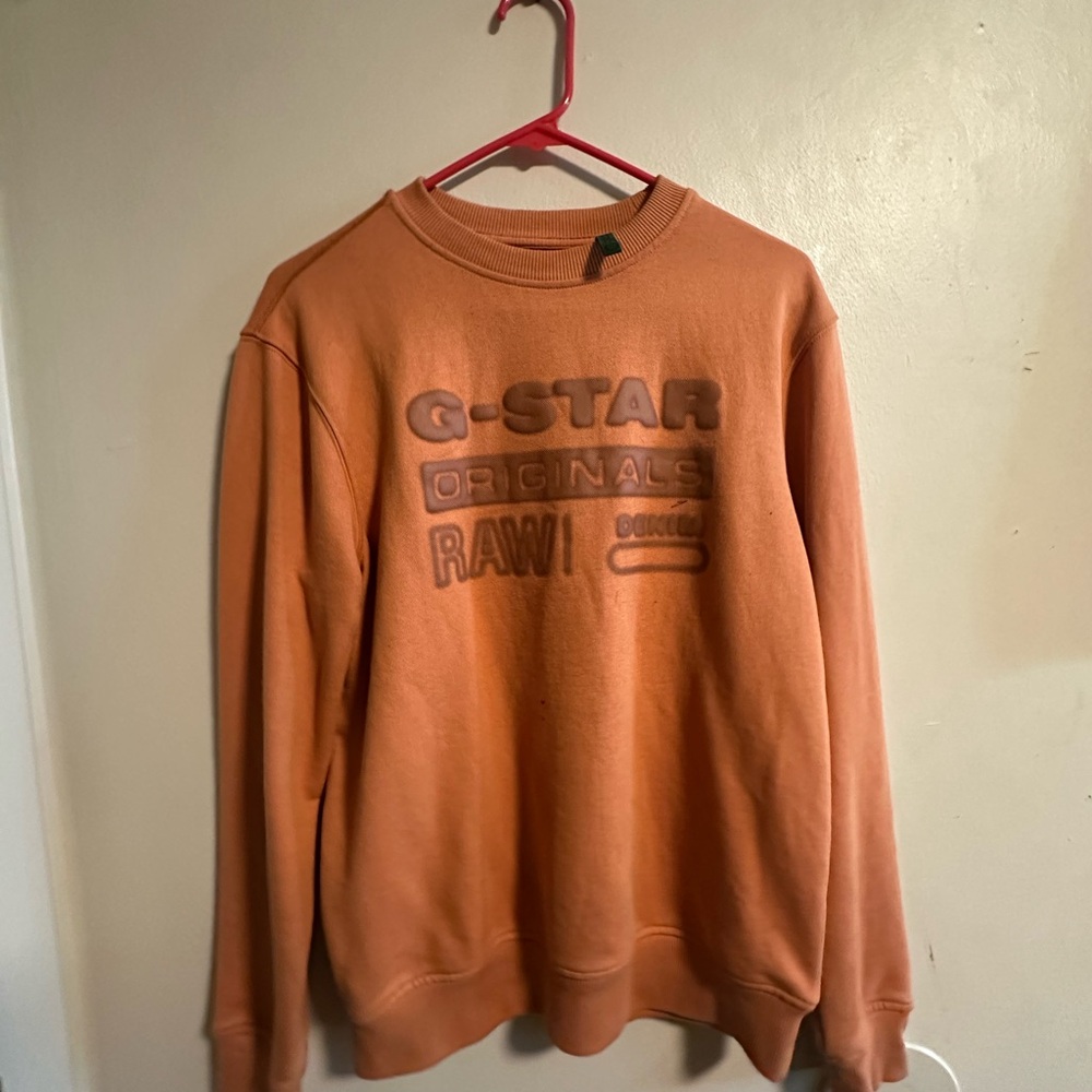 COPY - G-Star Orange Crewneck Sweater with Ribbed Details